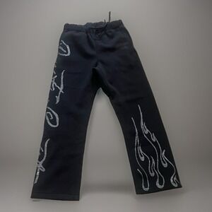 Civil Regime Men's Black Crystal Sweatpants L Flames "Rises From Concrete"